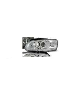 Φανάρια εμπρός angel eyes για Peugeot 106 , χρωμίου, με λάμπες (Η1) - σετ 2τμχ. 