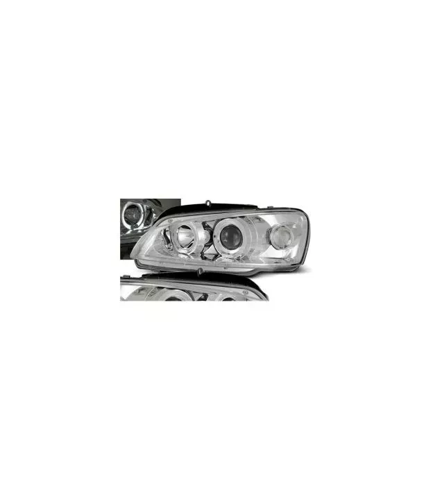 Φανάρια εμπρός angel eyes για Peugeot 106 , χρωμίου, με λάμπες (Η1) - σετ 2τμχ.