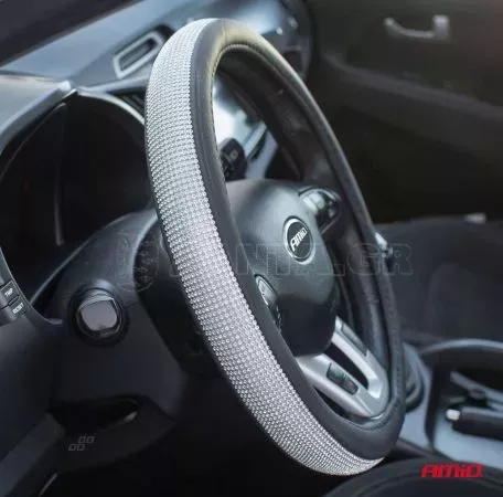 AMIO ΚΑΛΥΜΜΑ ΤΙΜΟΝΙΟΥ SWC-35 M 37-39cm ΣΕ ΜΑΥΡΟ ΧΡΩΜΑ  ΜΕ ΠΕΡΙΜΕΤΡΙΚΑ STRASS ΑΜΙΟ - 1 ΤΕΜ. 02808/AM 