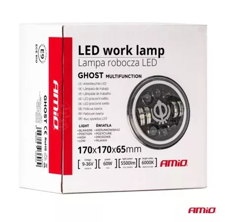AMIO ΠΡΟΒΟΛΕΑΣ ΕΡΓΑΣΙΑΣ ΣΤΡΟΓΓΥΛΟΣ GHOST 5.500lm 9>36V 60W 6.000K Φ170x170x65mm 4 ΧΡΗΣΕΩΝ ΑΜΙΟ - 1 ΤΕΜ. 03696/AM 