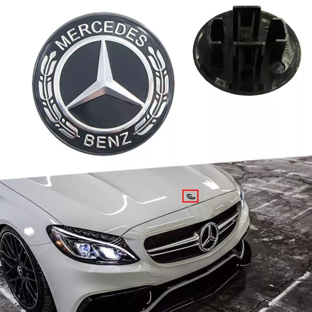 Σήμα Τάπα Καπό Mercedes-Benz Γνήσιο A0008173305 57mm Μαύρο