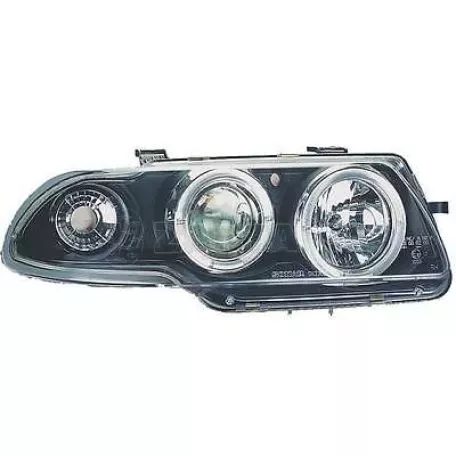 Φανάρια εμπρός angel eyes για Opel Astra F (1994-1999) - μαύρα , με λάμπες (Η1) - σετ 2τμχ. 