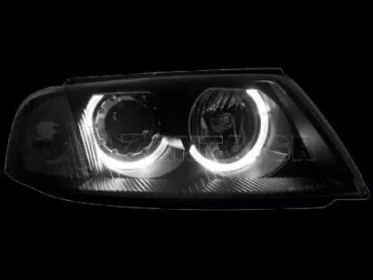 Φανάρια εμπρός angel eyes για Vw Passat B5.5 (2001-2005) - μαύρα , χωρίς λάμπες (Η7) - σετ 2τμχ.