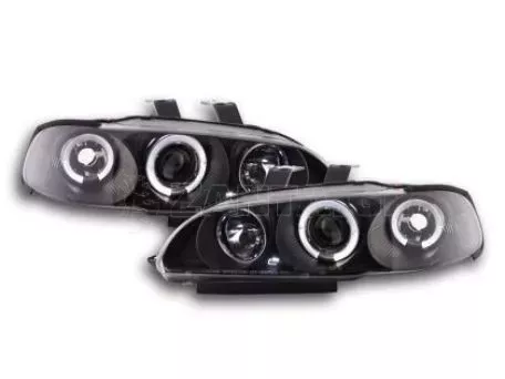 Φανάρια εμπρός angel eyes για Honda Civic 2/3 πορτο (1992-1995) - μαύρα , με λάμπες (Η1) - σετ 2τμχ. 