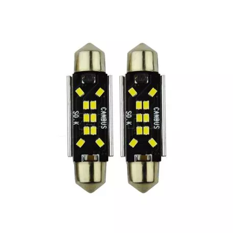 Λάμπες Led Σωληνωτές 41mm 10 Leds 12volt C5W Canbus Λευκό Φως Auto GS 600485 2 Τεμάχια 16947 