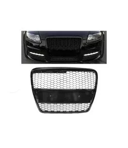 Μάσκα Για Audi A6 4F C6 04-11 RS6 Look Κυψελωτή Γυαλιστερό Μαύρο 1 Τεμάχιο 
