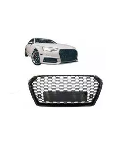 Μάσκα Για Audi A4 B9 16-19 RS4 Look Κυψελωτή Γυαλιστερό Μαύρο 1 Τεμάχιο 