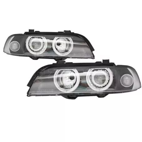 Μπροστινά Φανάρια Set Για Bmw 5 E39 95-03 Angel Eyes Facelift LCI Look Μαύρα H7/H7 Manual Carner 