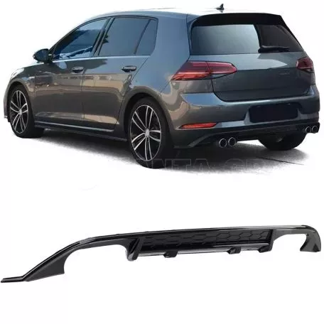 Diffuser Πίσω Προφυλακτήρα Για VW Golf VII (7) 13-17 GTI Με 2 Διπλές Εξατμίσεις Δεξια & Αριστερά Γυαλιστερό Μαύρο Από Abs Πλαστικό 1 Τεμάχιο 