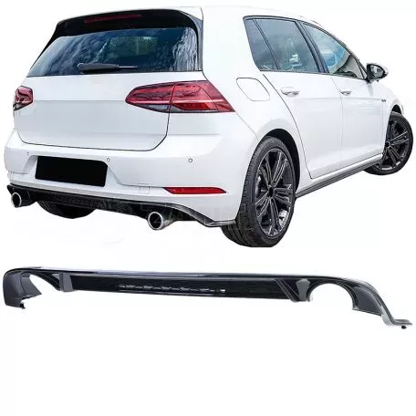 Diffuser Πίσω Προφυλακτήρα Για VW Golf VII (7.5) 17-20 Facelift GTI Με 2 Μονές Εξατμίσεις Δεξια & Αριστερά Γυαλιστερό Μαύρο Από Abs Πλαστικό 1 Τεμάχιο 