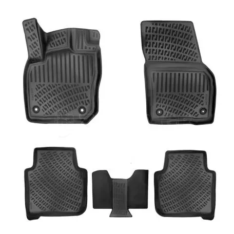 Πατάκια Σκαφάκια 3D Από Λάστιχο TPE Για Skoda Kodiaq 2024- Rizline 4 Τεμάχια Μαύρα 