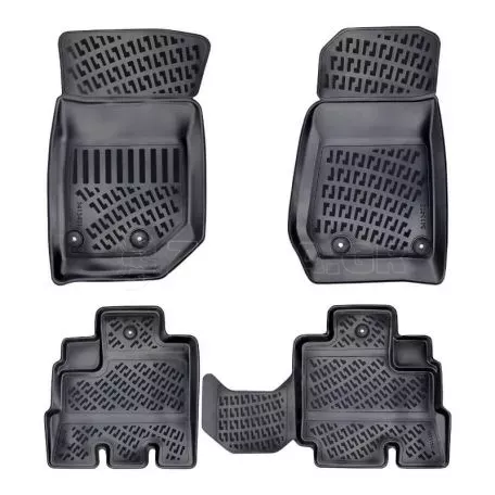 Πατάκια Σκαφάκια 3D Από Λάστιχο TPE Για Jeep Wrangler (Unlimited) JK 4 Πορτο 2006-2018 Rizline 4 Τεμάχια Μαύρα 