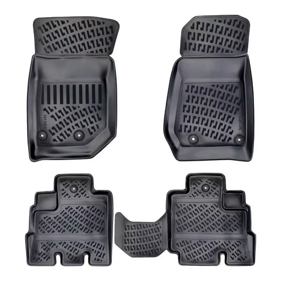 Πατάκια Σκαφάκια 3D Από Λάστιχο TPE Για Jeep Wrangler (Unlimited) JK 4 Πορτο 2006-2018 Rizline 4 Τεμάχια Μαύρα