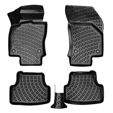 Πατάκια Σκαφάκια 3D Από Λάστιχο TPE Για VW Polo ΑW 17+ / Audi A1 18+ / Seat Ibiza KJ 17+  / Arona KJ7 17+ / Skoda Fabia 21+ Rizline 4 Τεμάχια Μαύρα 