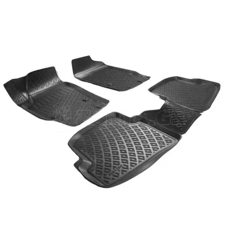 Πατάκια Σκαφάκια 3D Από Λάστιχο TPE Για VW Polo 2002-2009/Seat Ibiza 6L 2003-2008 / Seat Cordoba 6L 2002-2008 Rizline 4 Τεμάχια Μαύρα 