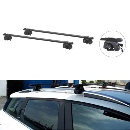 Μπάρες Οροφής Σιδερένιες Universal 125cm Railing System Σετ Με Πόδια Και Κλειδαριά 28006 2 Τεμάχια 