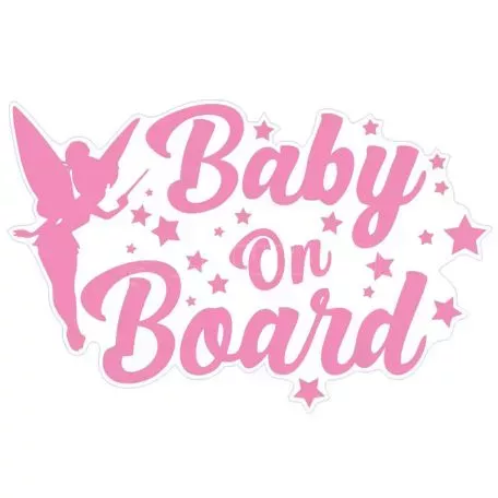 Αυτοκόλλητο Σήμα Αυτοκινήτου ''Baby On Board'' 19.2cm x 12.5cm Ροζ 1 Τεμάχιο 