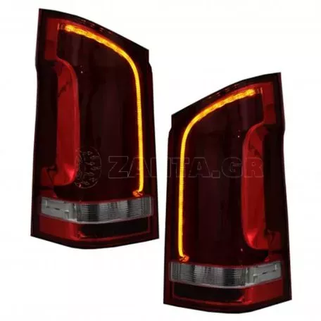Πισινά Φανάρια Set Για Mercedes-Benz Vito W447 14+ Full Led Bar & Led Signal Dynamic Κόκκινο/Crystal Carner 