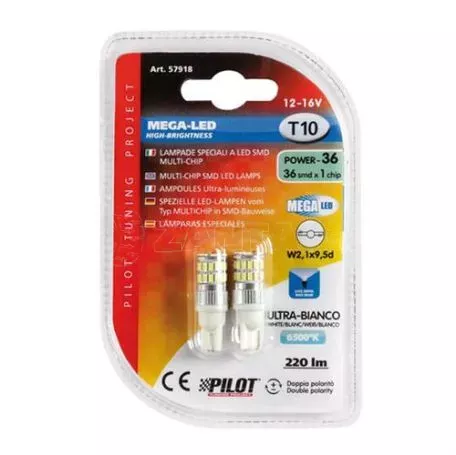 Lampa T10 12-16V W2,1x9,5d MEGA-LED 36 (Διπλής Πολικότητας CAN-BUS) 2τεμ. L5791.8 