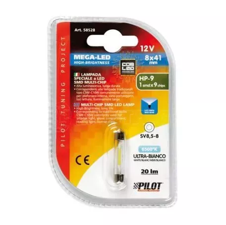 Lampa ΛΑΜΠΑΚΙ ΠΛΑΦΟΝΙΕΡΑΣ 12V 8x41mm 20lm ΛΕΥΚΟ MEGA-LED9 COB (ΔΙΠΛΗΣ ΠΟΛΙΚΟΤΗΤΑΣ- CAN-BUS) BLISTER 1ΤΕΜ. L5852.8 