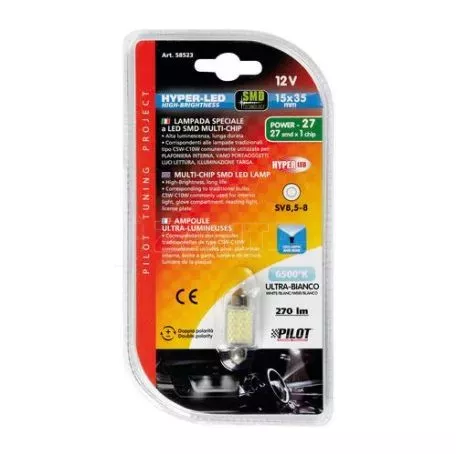 Lampa ΛΑΜΠΑΚΙ ΠΛΑΦΟΝΙΕΡΑΣ 12V 15x35mm 270lm HYPER-LED27 ΛΕΥΚΟ (ΔΙΠΛΗΣ ΠΟΛΙΚΟΤΗΤΑΣ) 1ΤΕΜ. L5852.3 