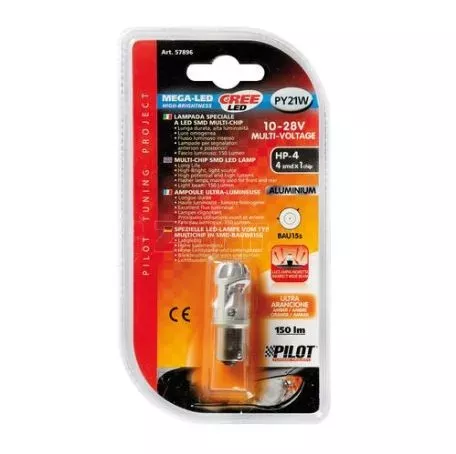 Lampa P21/5W 10-28V BAY15d CREE MEGA-LED 150LM ΔΙΑΘΛΑΣΗΣ ΠΟΡΤΟΚΑΛΙ (ΜΟΝΟΠΟΛΙΚΟ-ΠΑΡΑΚΕΝΤΡΟ) BLISTER 1ΤΕΜ. L5789.6 