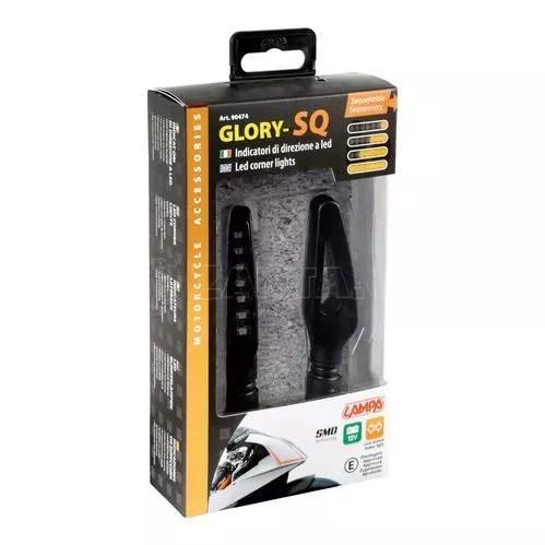 Lampa ΦΛΑΣ ΜΟΤΟ GLORY SQ ΜΑΥΡΑ 12V SMD LED 98x36mm 9047.4-LM