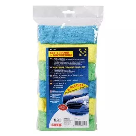 Lampa ΠΑΝΙΑ ΚΑΘΑΡΙΣΜΟΥ ΜΕ ΜΙΚΡΟΪΝΕΣ (MICROFIBRE) 40x30cm (ΚΙΤΡΙΝΟ/ΠΡΑΣΙΝΟ/ΜΠΛΕ) 6 ΤΕΜ. L3771.2 
