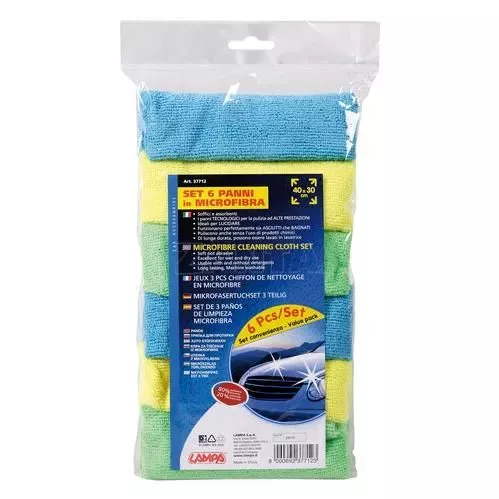 Lampa ΠΑΝΙΑ ΚΑΘΑΡΙΣΜΟΥ ΜΕ ΜΙΚΡΟΪΝΕΣ (MICROFIBRE) 40x30cm (ΚΙΤΡΙΝΟ/ΠΡΑΣΙΝΟ/ΜΠΛΕ) 6 ΤΕΜ. L3771.2
