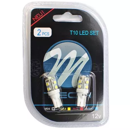 M-tech W5W 12V T10 W2,1x9,5d LED 9xSMD3528 ΛΕΥΚΟ (ΚΑΡΦΩΤΟ ΑΚΑΛΥΚΟ) BLISTER 2ΤΕΜ. M-TECH LB018W/MT 