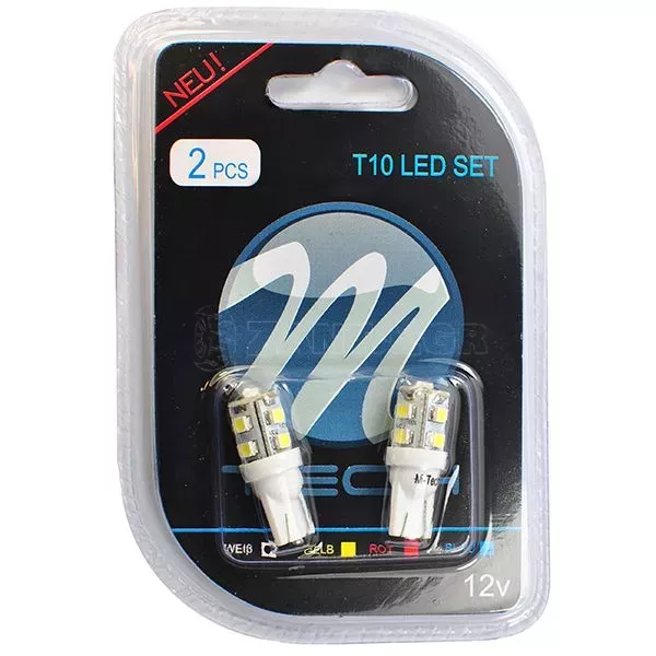 M-tech W5W 12V T10 W2,1x9,5d LED 9xSMD3528 ΛΕΥΚΟ (ΚΑΡΦΩΤΟ ΑΚΑΛΥΚΟ) BLISTER 2ΤΕΜ. M-TECH LB018W/MT