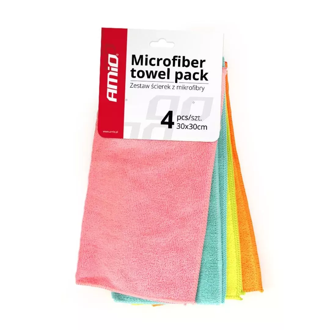 AMIO ΠΑΝΙΑ ΓΥΑΛΙΣΜΑΤΟΣ ΜΕ ΜΙΚΡΟΙΝΕΣ (MICROFIBER) CWASH-02 30x30cm (ΧΡΩΜΑΤΙΣΤΑ) AMiO - 4 ΤΕΜ. 01046/AM