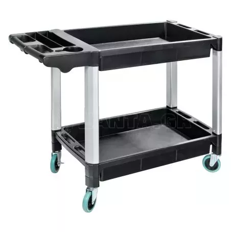 Lampa ΤΡΟΛΕΙ ΕΡΓΑΛΕΙΩΝ (TROLLEY) 2 ΕΠΙΠΕΔΩΝ ΜΕ 4 ΡΟΔΕΣ ΠΛΑΣΤΙΚΟ(PP)/ ΑΛΟΥΜΙΝΙΟ ΓΙΑ ΑΠΟΘΗΚΕΥΣΗ ΚΑΙ ΜΕΤΑΦΟΡΑ L7148.8 