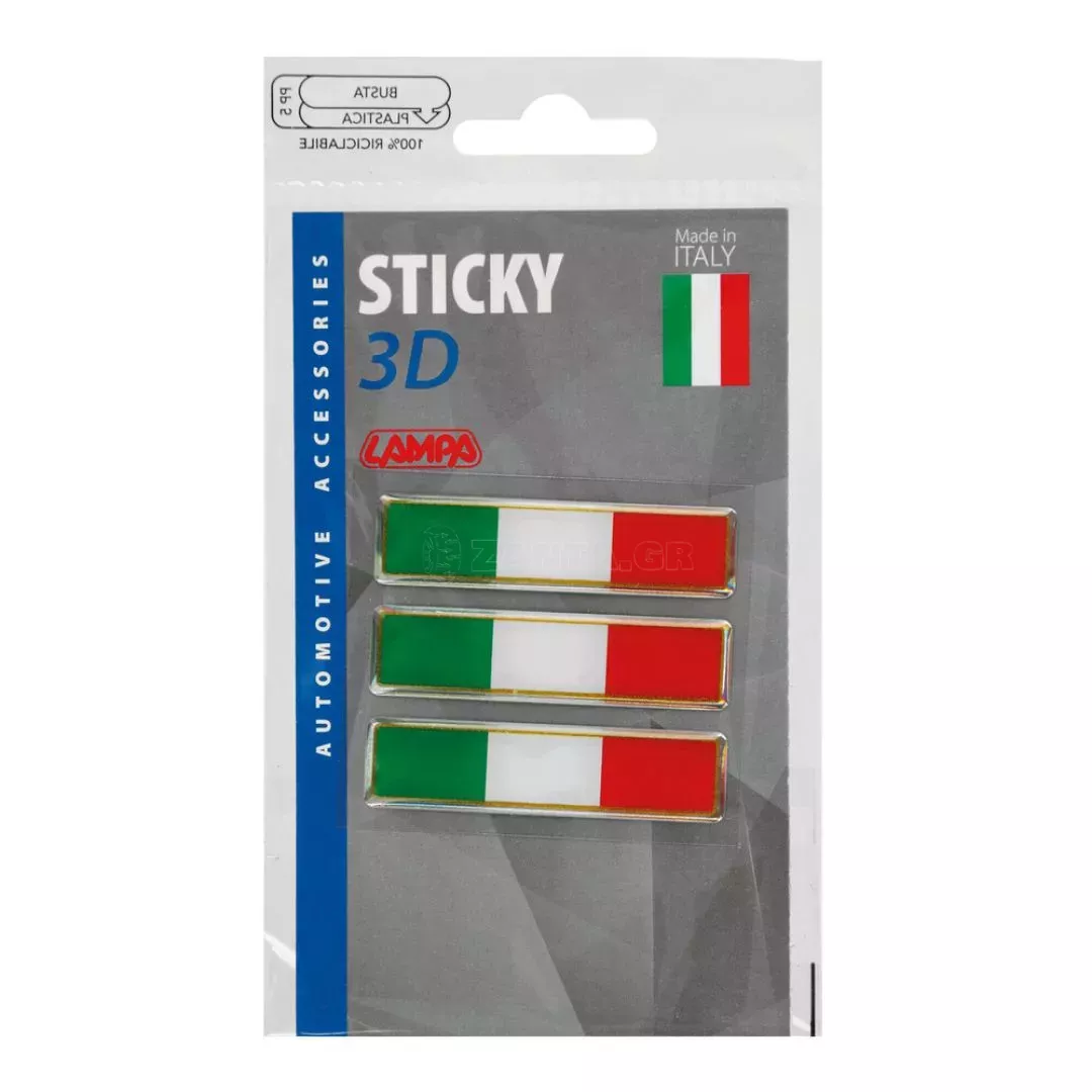 Lampa ΑΥΤΟΚΟΛΛΗΤΟ ΣΗΜΑ 3D ΣΗΜΑΙΑ ΙΤΑΛΙΑΣ 80x16mm LAMPA - 3 Τεμ. L1500.9