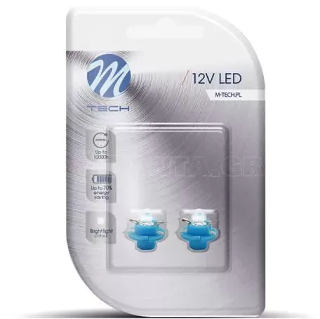 M-tech BAX 12V B8,4d 0,2W LED 1xFLUX 5mm ΜΠΛΕ BLISTER 2ΤΕΜ. M-TECH LB049B/MT 