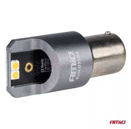 AMIO ΛΑΜΠΕΣ LED CAN-BUS PΥ21W BAU15S 12/24V 6.000K 4xSMD ΠΟΡΤΟΚΑΛΙ PRO SERIES AMIO - 2 ΤΕΜ.  03584/AM 
