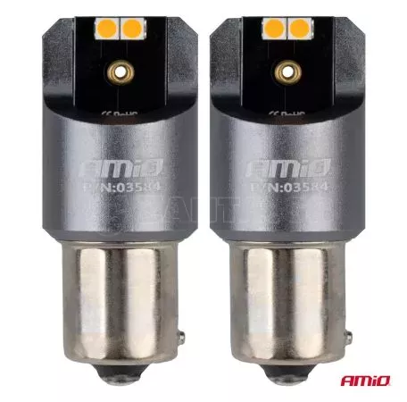 AMIO ΛΑΜΠΕΣ LED CAN-BUS PΥ21W BAU15S 12/24V 6.000K 4xSMD ΠΟΡΤΟΚΑΛΙ PRO SERIES AMIO - 2 ΤΕΜ.  03584/AM 