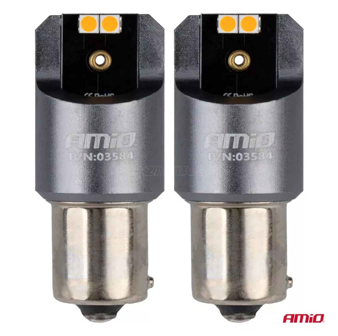 AMIO ΛΑΜΠΕΣ LED CAN-BUS PΥ21W BAU15S 12/24V 6.000K 4xSMD ΠΟΡΤΟΚΑΛΙ PRO SERIES AMIO - 2 ΤΕΜ. 03584/AM