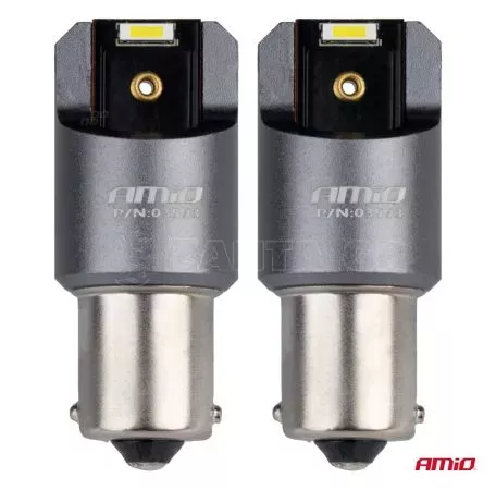 AMIO ΛΑΜΠΕΣ LED CAN-BUS P21W BA15S 12/24V 6.000K 2xSMD ΛΕΥΚΟ PRO SERIES AMIO - 2 ΤΕΜ.  03593/AM 