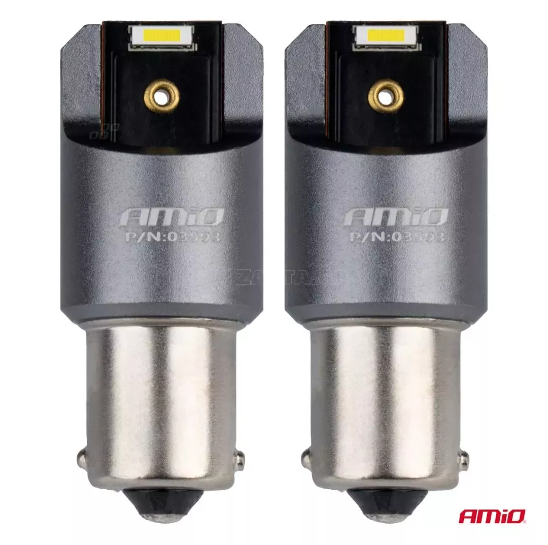 AMIO ΛΑΜΠΕΣ LED CAN-BUS P21W BA15S 12/24V 6.000K 2xSMD ΛΕΥΚΟ PRO SERIES AMIO - 2 ΤΕΜ. 03593/AM