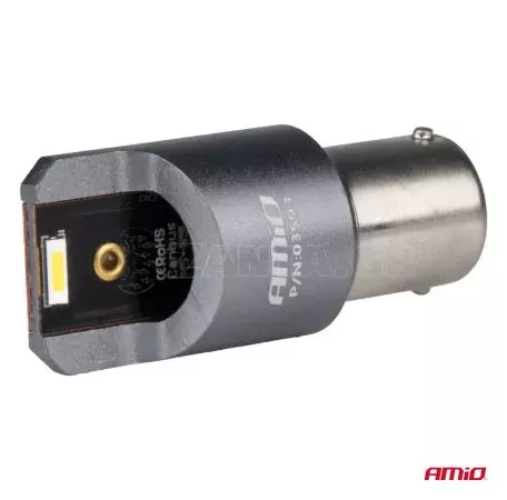 AMIO ΛΑΜΠΕΣ LED CAN-BUS P21W BA15S 12/24V 6.000K 2xSMD ΛΕΥΚΟ PRO SERIES AMIO - 2 ΤΕΜ.  03593/AM 