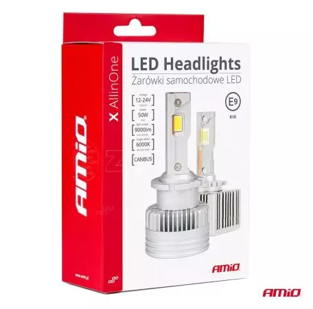 AMIO ΛΑΜΠΕΣ LED D3S/D5R/D8S 12/24V 6000K 9.000lm 50W X ALL IN ONE SERIES CAN-BUS (ΜΕ ΑΝΕΜΙΣΤΗΡΑΚΙ) AMIO - 2 ΤΕΜ.  03669/AM 