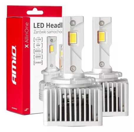 AMIO ΛΑΜΠΕΣ LED D3S/D5R/D8S 12/24V 6000K 9.000lm 50W X ALL IN ONE SERIES CAN-BUS (ΜΕ ΑΝΕΜΙΣΤΗΡΑΚΙ) AMIO - 2 ΤΕΜ.  03669/AM 