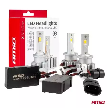 AMIO ΛΑΜΠΕΣ LED D2S/D2R/D4S/D4R 12/24V 6000K 9.000lm 50W X ALL IN ONE SERIES CAN-BUS (ΜΕ ΑΝΕΜΙΣΤΗΡΑΚΙ) AMIO - 2 ΤΕΜ.  03670/AM 