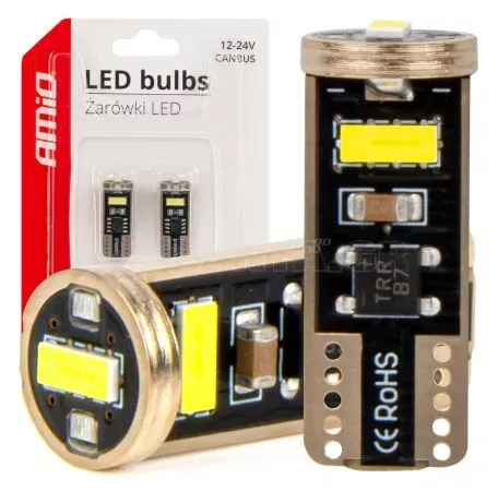 AMIO ΛΑΜΠΑΚΙΑ LED T10e W5W 12/24V 3x2055 SMD LED CAN-BUS ΛΕΥΚΟ AMIO - 2 ΤΕΜ.  03720/AM 