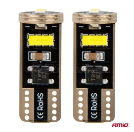 AMIO ΛΑΜΠΑΚΙΑ LED T10e W5W 12/24V 3x2055 SMD LED CAN-BUS ΛΕΥΚΟ AMIO - 2 ΤΕΜ.  03720/AM 