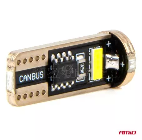 AMIO ΛΑΜΠΑΚΙΑ LED T10e W5W 12/24V 3x2055 SMD LED CAN-BUS ΛΕΥΚΟ AMIO - 2 ΤΕΜ.  03720/AM 