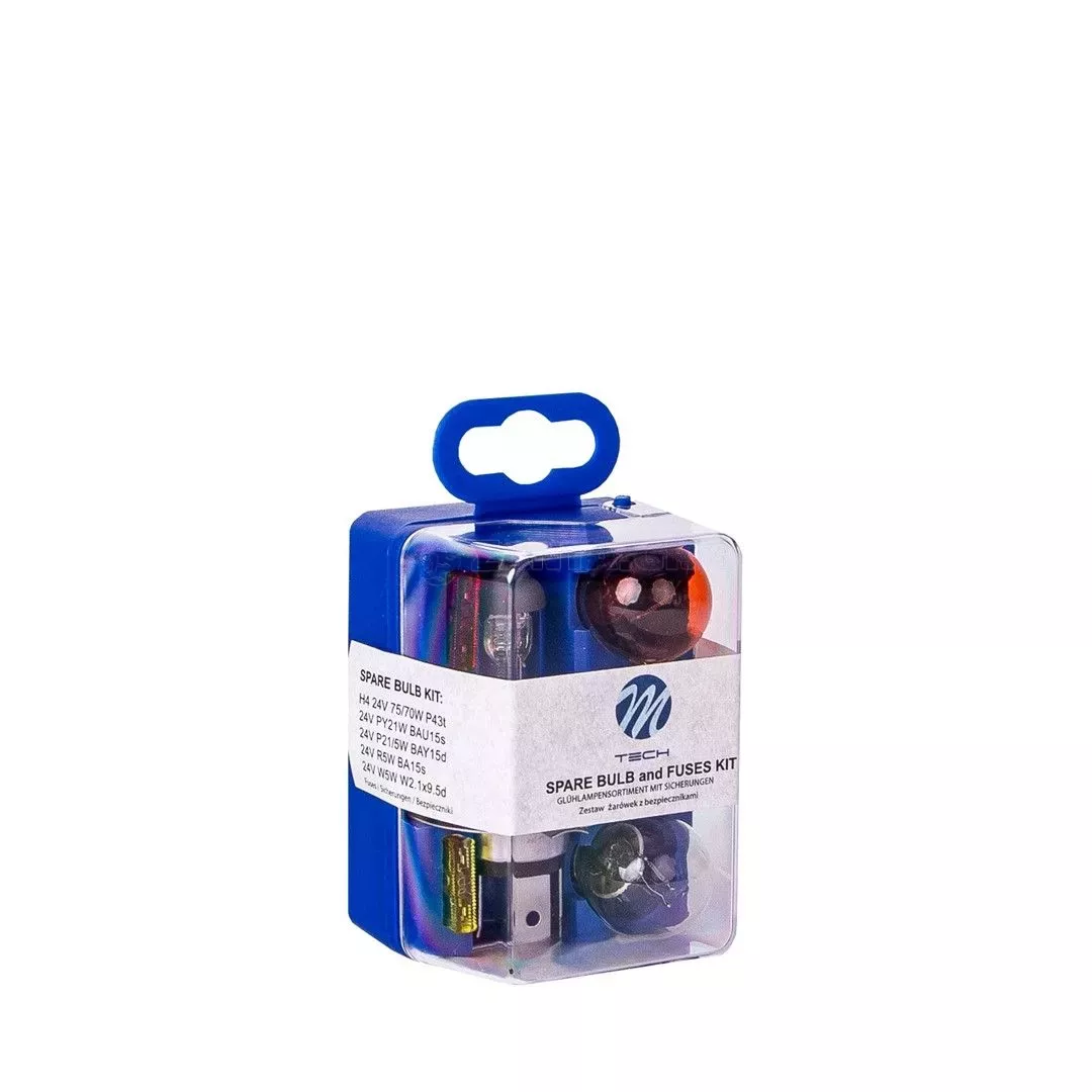 M-tech ΑΝΤΑΛΛΑΚΤΙΚΟ KIT ΣΕ ΠΛΑΣΤΙΚΟ ΚΟΥΤΙ H4 24V 70W/PY21W 24V/P21/5W 24V/R5W 24V/W5W (T10) 24V M-TECH - 5 ΤΕΜ. ZZ904/MT