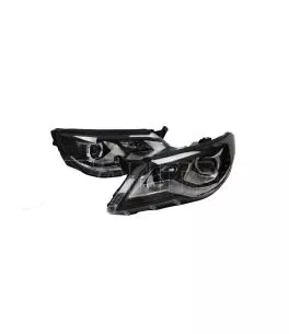 Μπροστινά Φανάρια Set Για Vw Tiguan mk1 07-11 DRL Μαύρα H7/H7 Με Μοτέρ  Carner 