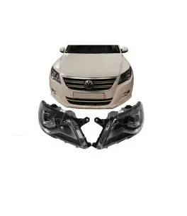 Μπροστινά Φανάρια Set Για Vw Tiguan mk1 07-11 DRL Μαύρα H7/H7 Με Μοτέρ  Carner 